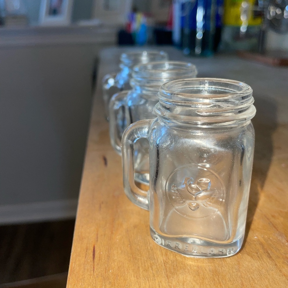 3 Clear Glass Mini Mason Jar Shot Glasses